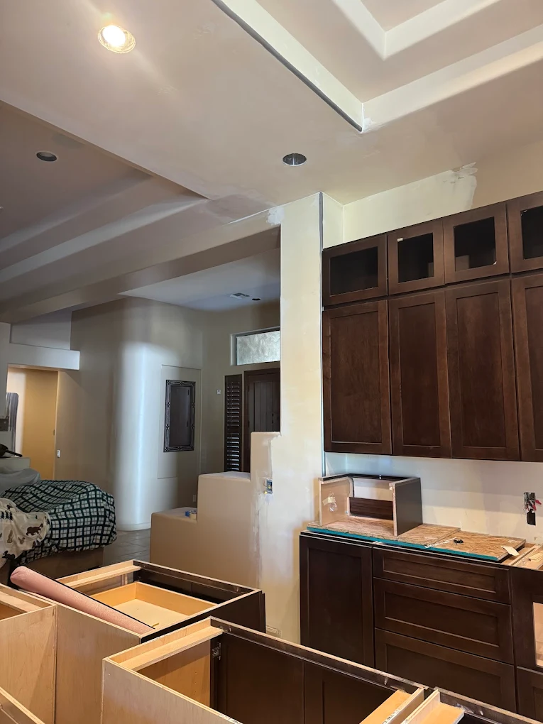 Kitchen drywall and texture in progress